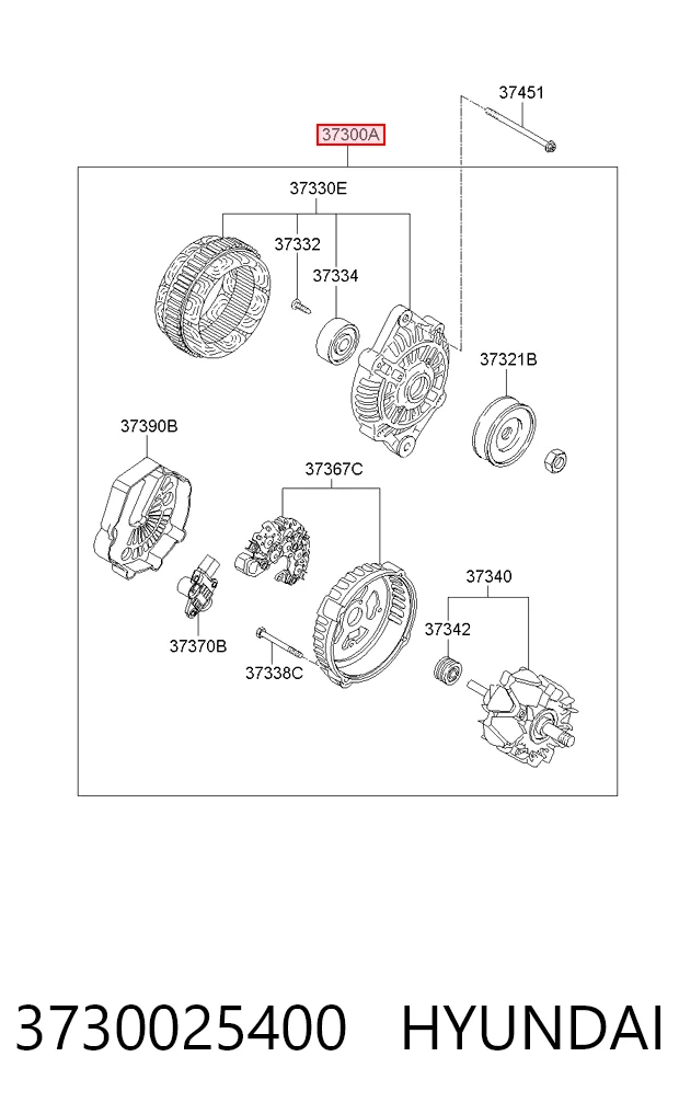 3730025400 Hyundai/Kia Генератор автомобильный