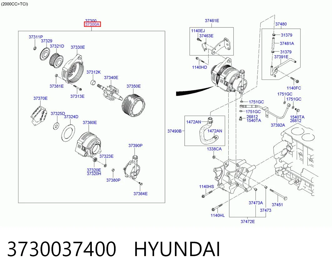 3730037400 Hyundai/Kia Генератор автомобильный