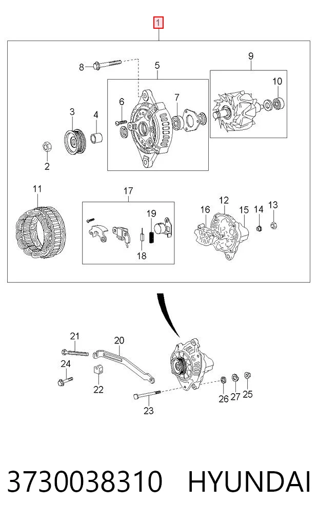 3730038310 Hyundai/Kia Генератор автомобильный