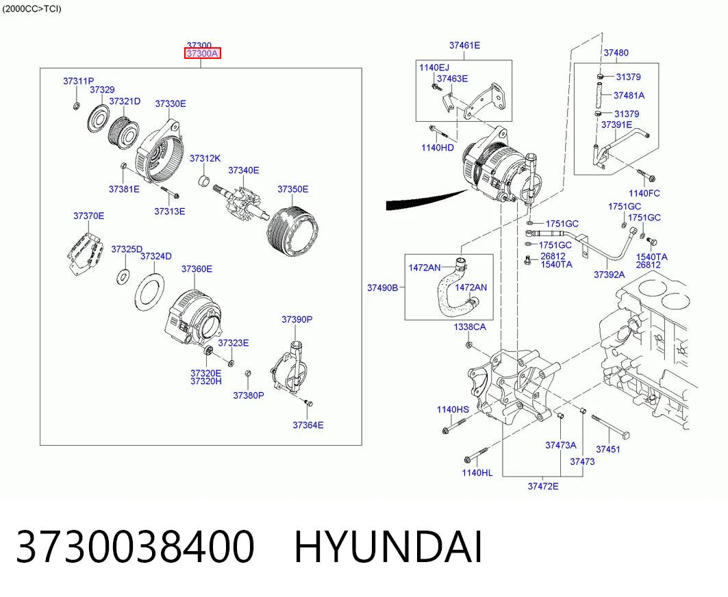 3730038400 Hyundai/Kia Генератор автомобильный