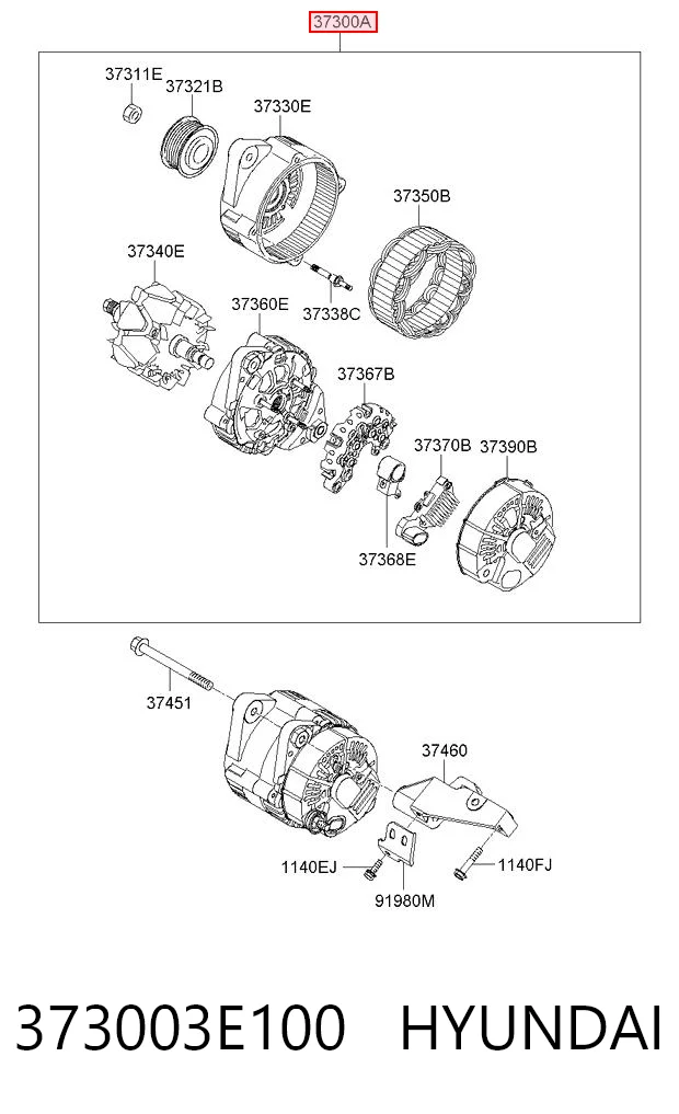 373003E100 Hyundai/Kia Генератор автомобильный