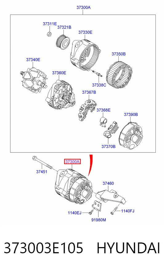 373003E105 Hyundai/Kia Генератор автомобильный