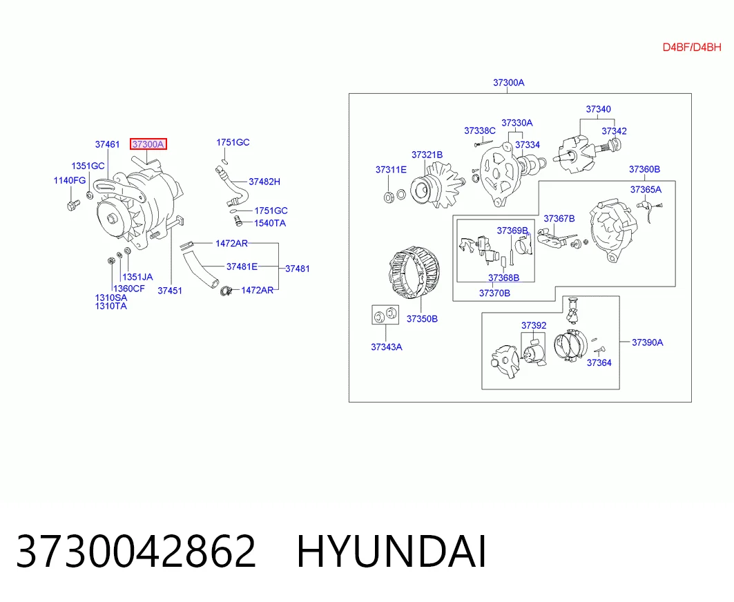3730042862 Hyundai/Kia Генератор автомобильный