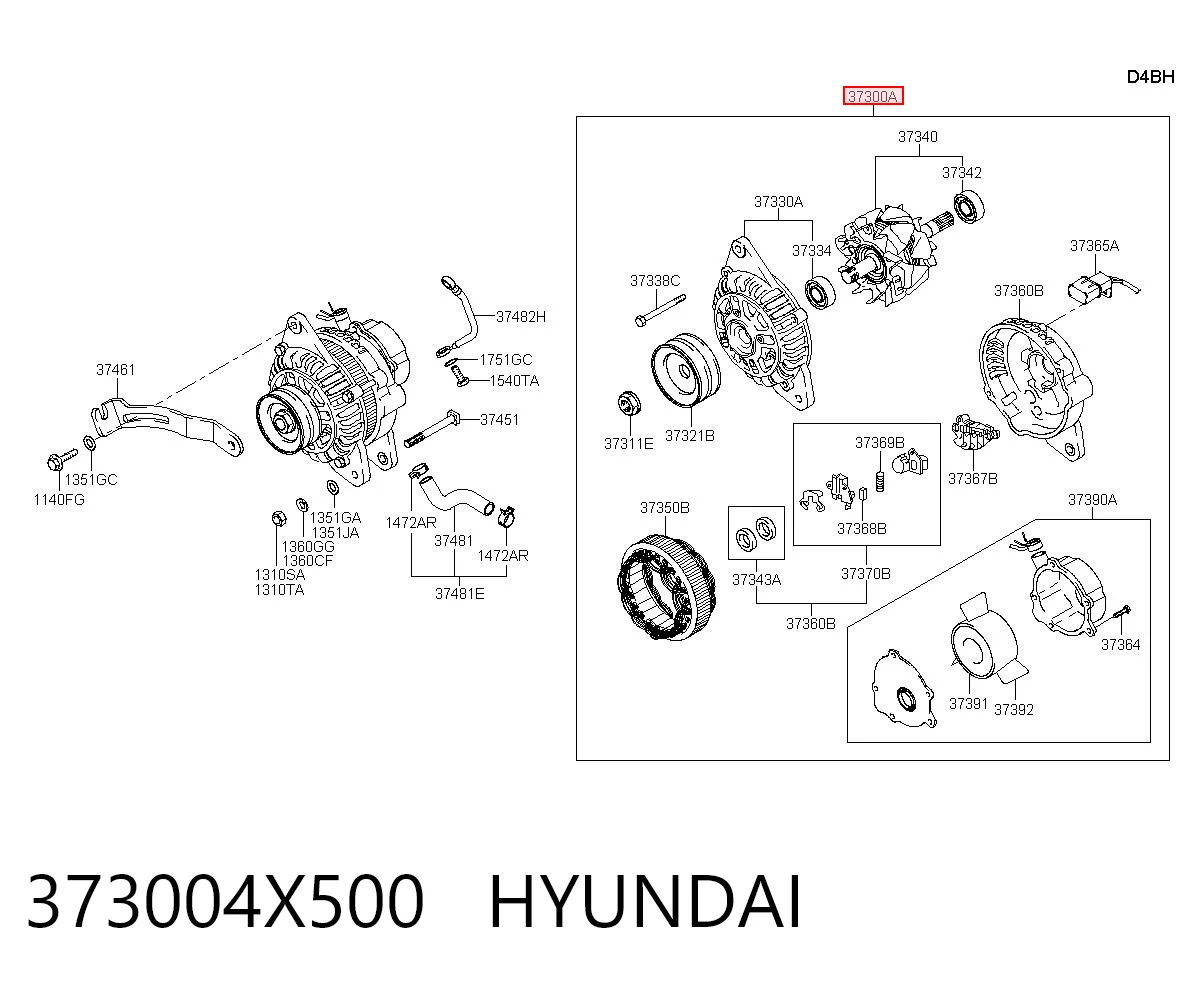 373004X500 Hyundai/Kia Генератор автомобильный