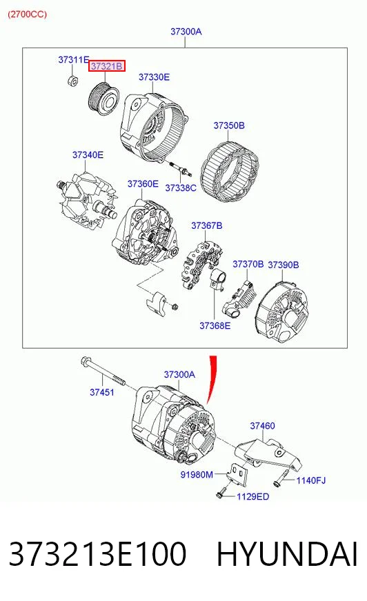373213E100 Hyundai/Kia Обгонная муфта генератора
