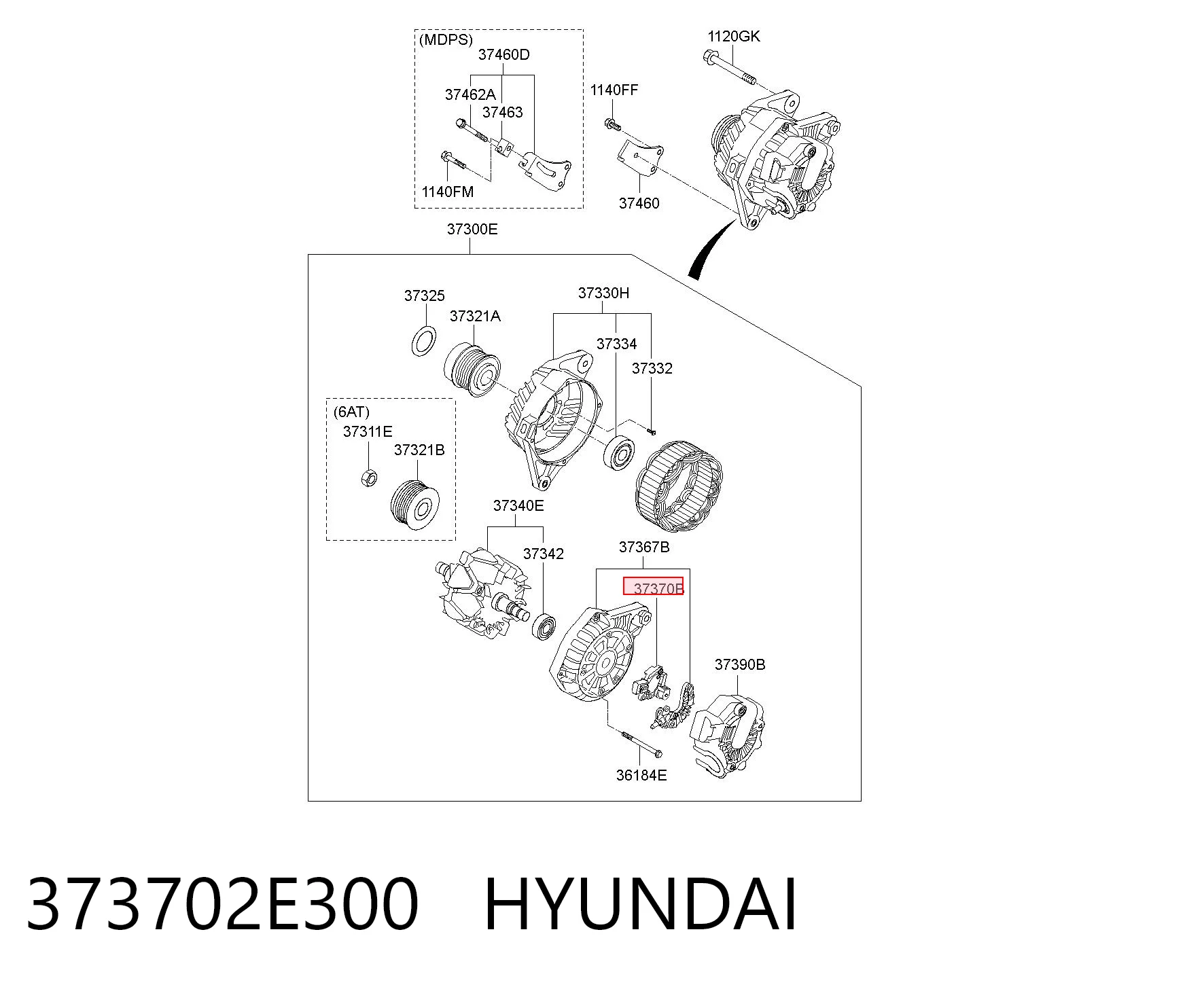 373702E300 Hyundai/Kia Реле-регулятор напряжения