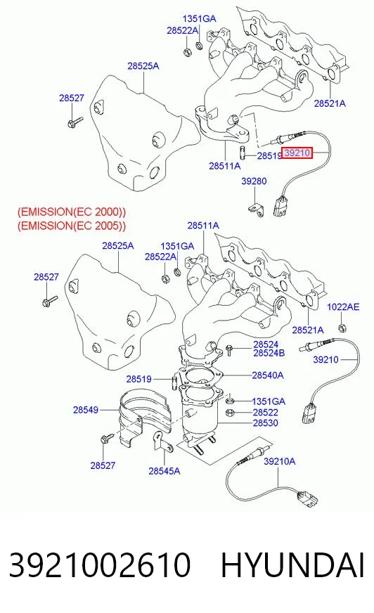 3921002610 Hyundai/Kia Лямбда-зонд, датчик кислорода до катализатора