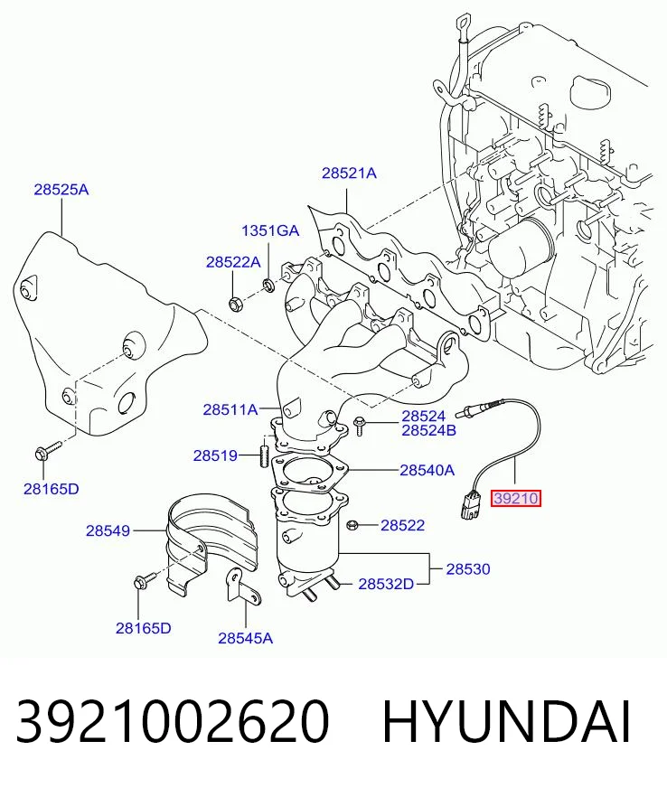 3921002620 Hyundai/Kia Лямбда-зонд, датчик кислорода до катализатора