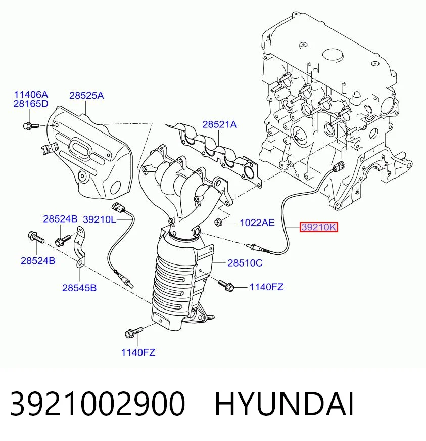 3921002900 Hyundai/Kia Лямбда-зонд, датчик кислорода до катализатора