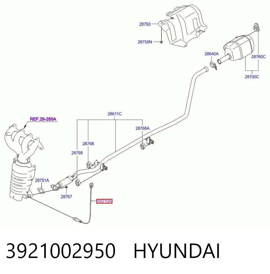 3921002950 Hyundai/Kia Датчик кислорода после катализатора