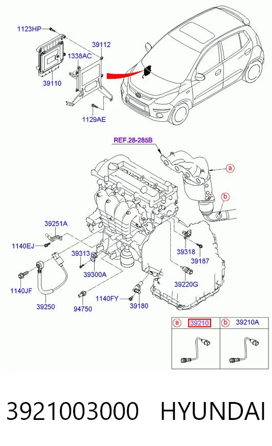 3921003000 Hyundai/Kia Лямбда-зонд, датчик кислорода до катализатора