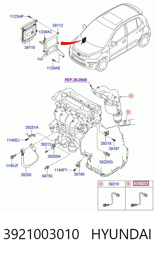3921003010 Hyundai/Kia Датчик кислорода после катализатора