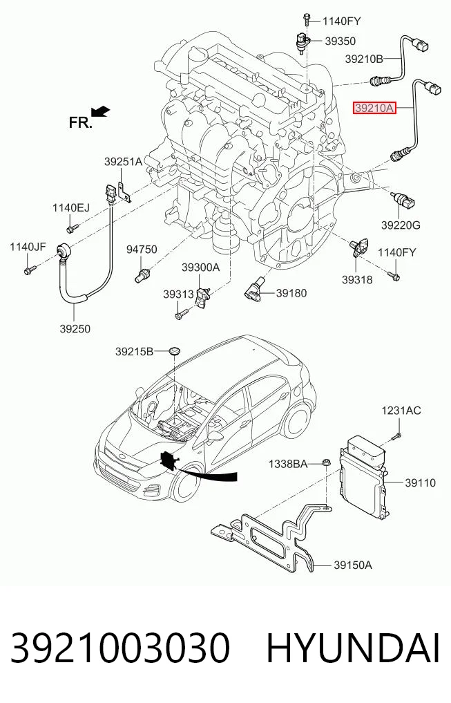 3921003030 Hyundai/Kia Датчик кислорода после катализатора