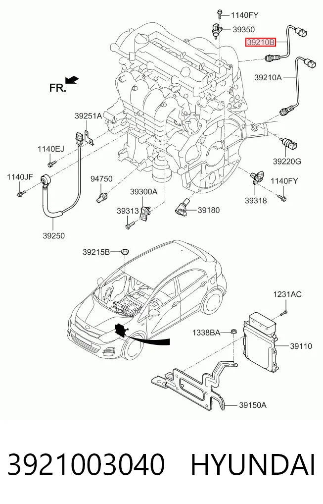 3921003040 Hyundai/Kia Лямбда-зонд, датчик кислорода до катализатора