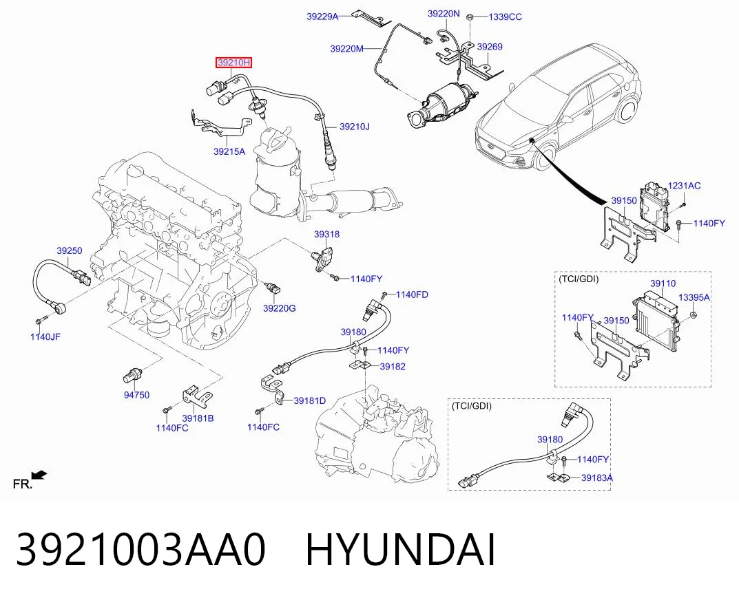 3921003AA0 Hyundai/Kia Лямбда-зонд, датчик кислорода до катализатора