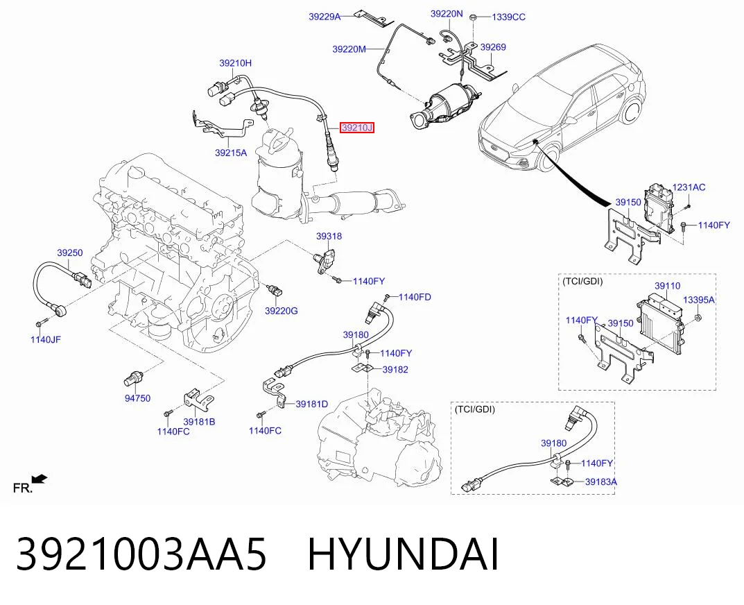 3921003AA5 Hyundai/Kia Датчик кислорода после катализатора