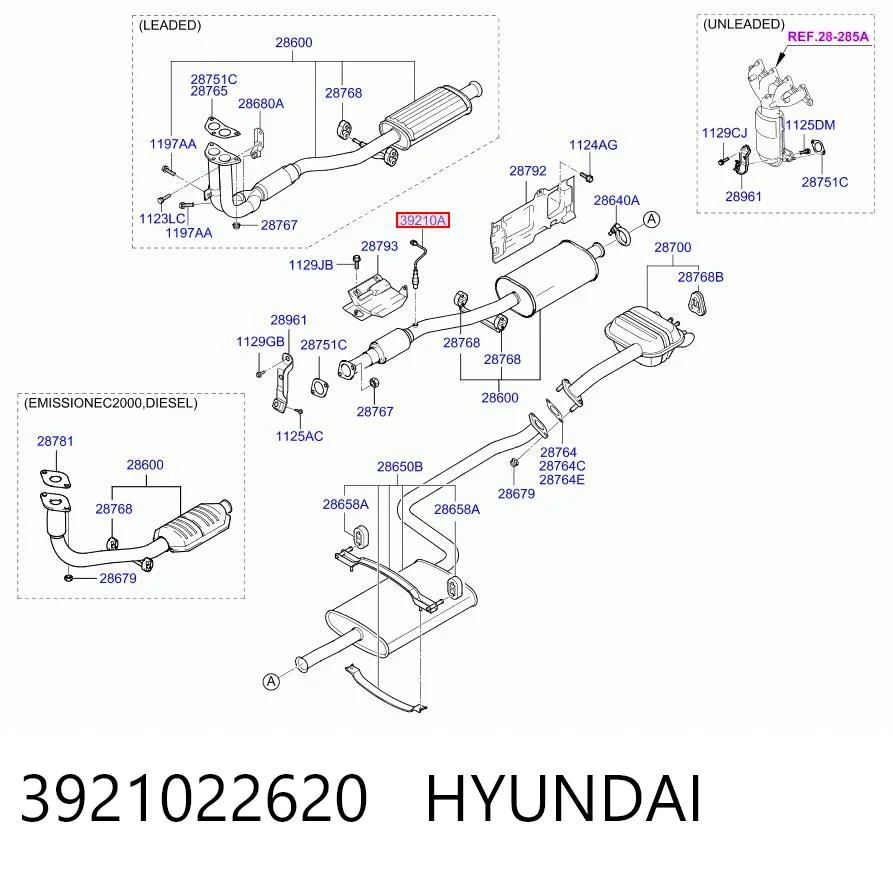3921022620 Hyundai/Kia Датчик кислорода после катализатора