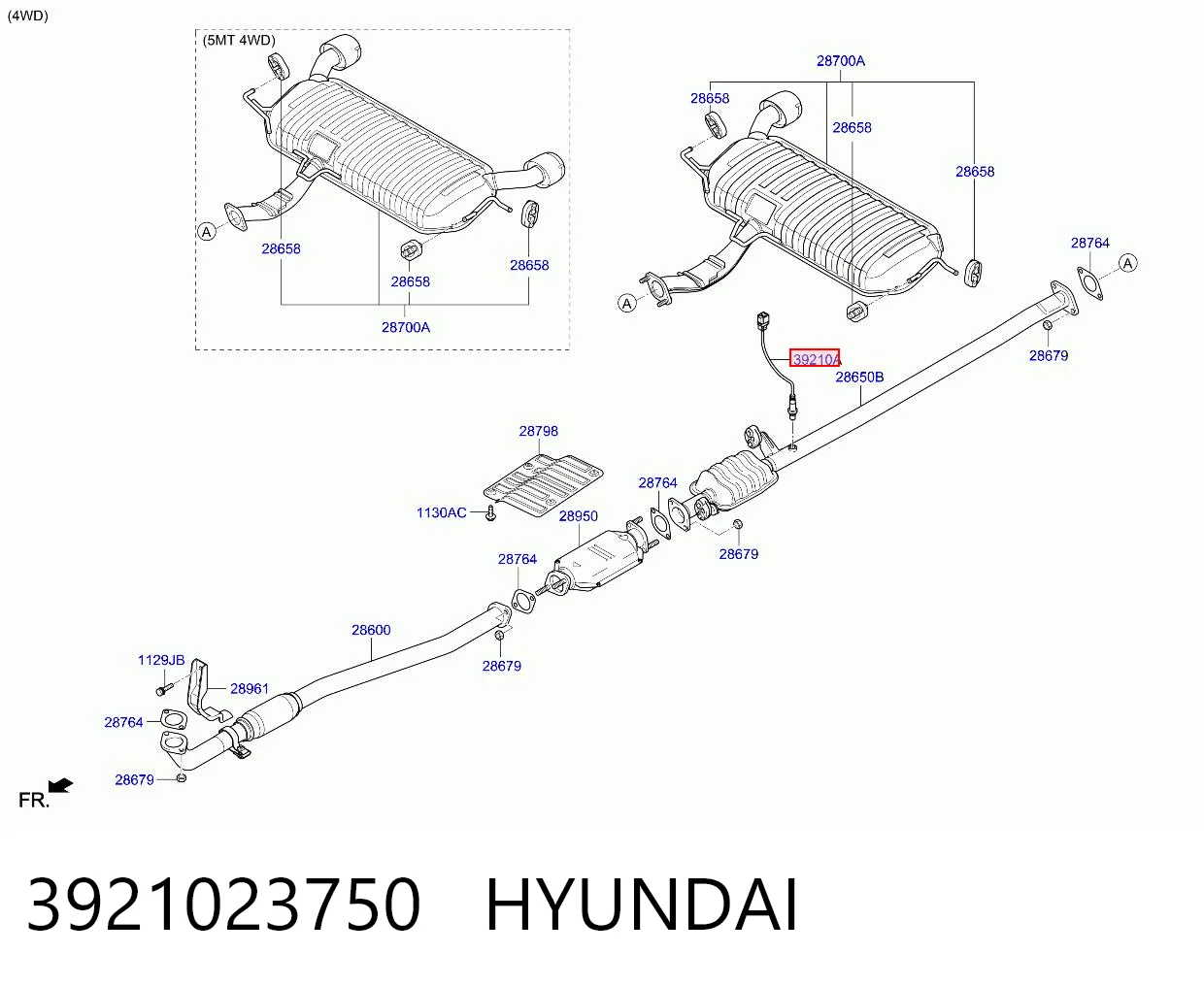 3921023750 Hyundai/Kia Датчик кислорода после катализатора