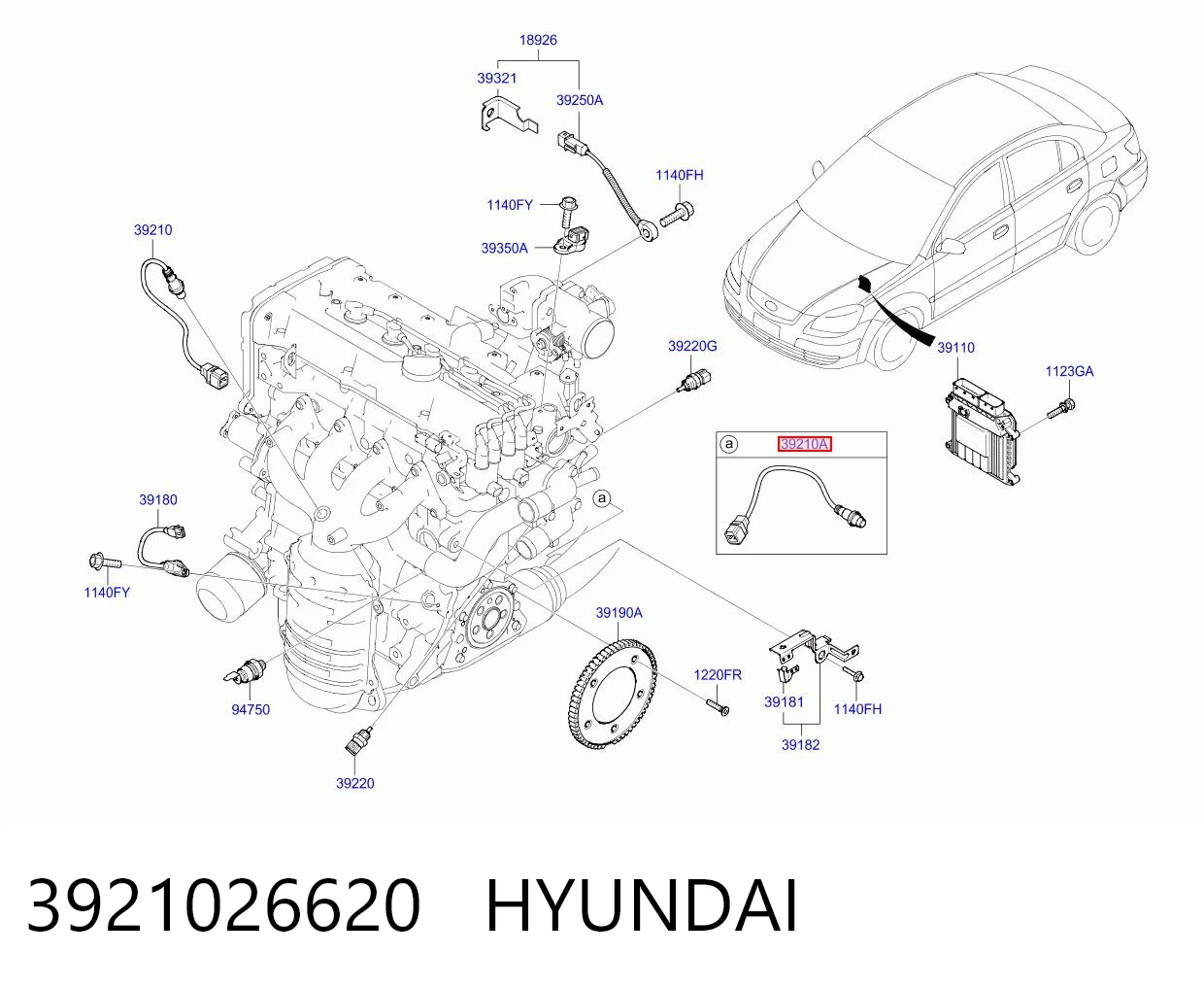 3921026620 Hyundai/Kia Датчик кислорода после катализатора
