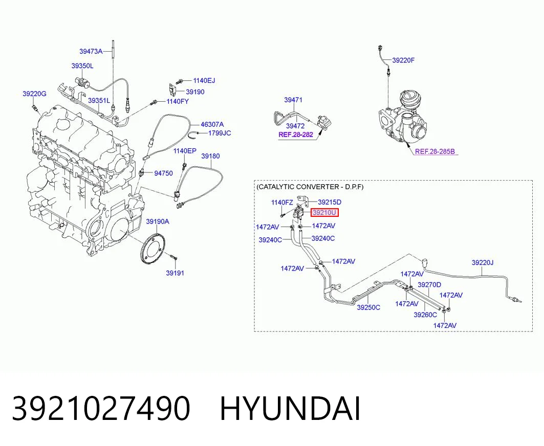 3921027490 Hyundai/Kia Датчик давления выхлопных газов