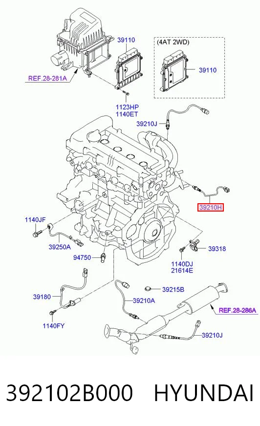 392102B000 Hyundai/Kia Лямбда-зонд, датчик кислорода до катализатора