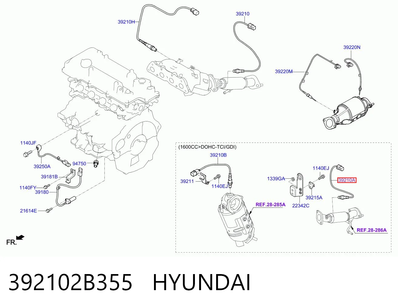 392102B355 Hyundai/Kia Датчик кислорода