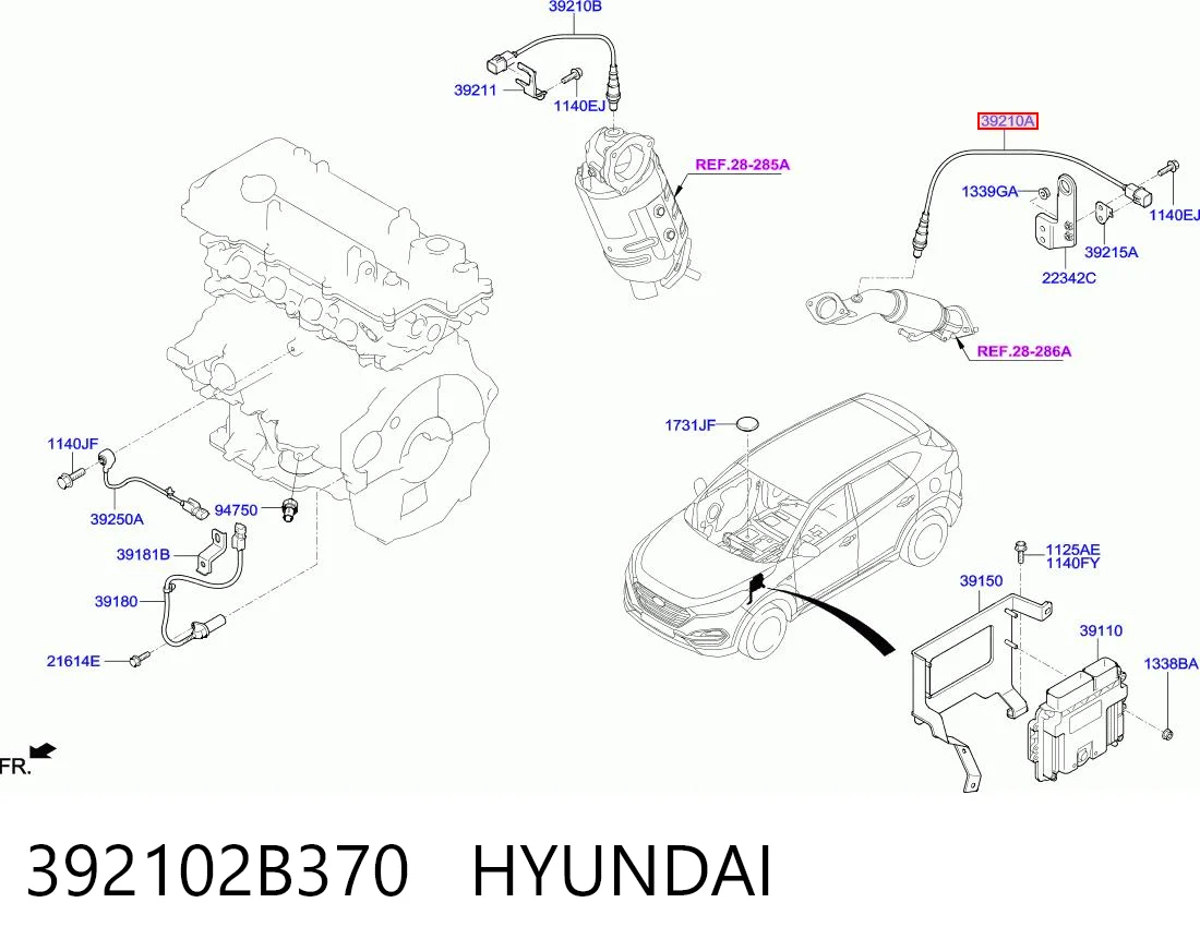 392102B370 Hyundai/Kia Датчик кислорода после катализатора