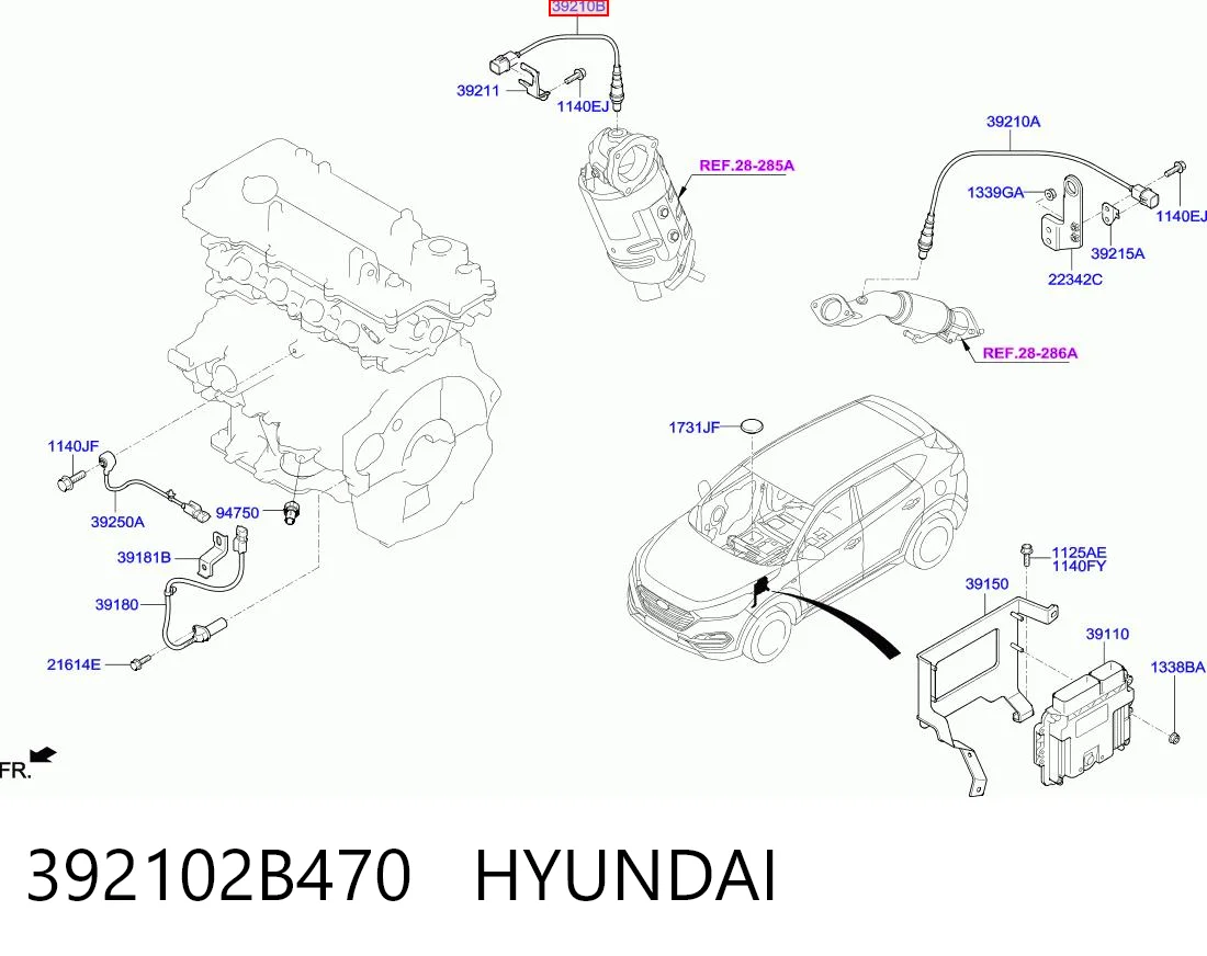 392102B470 Hyundai/Kia Лямбда-зонд, датчик кислорода до катализатора