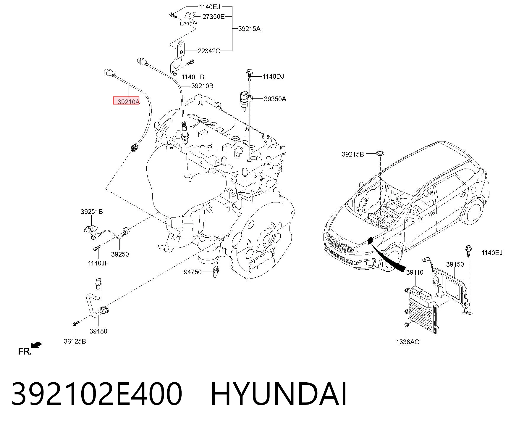392102E400 Hyundai/Kia Датчик кислорода после катализатора