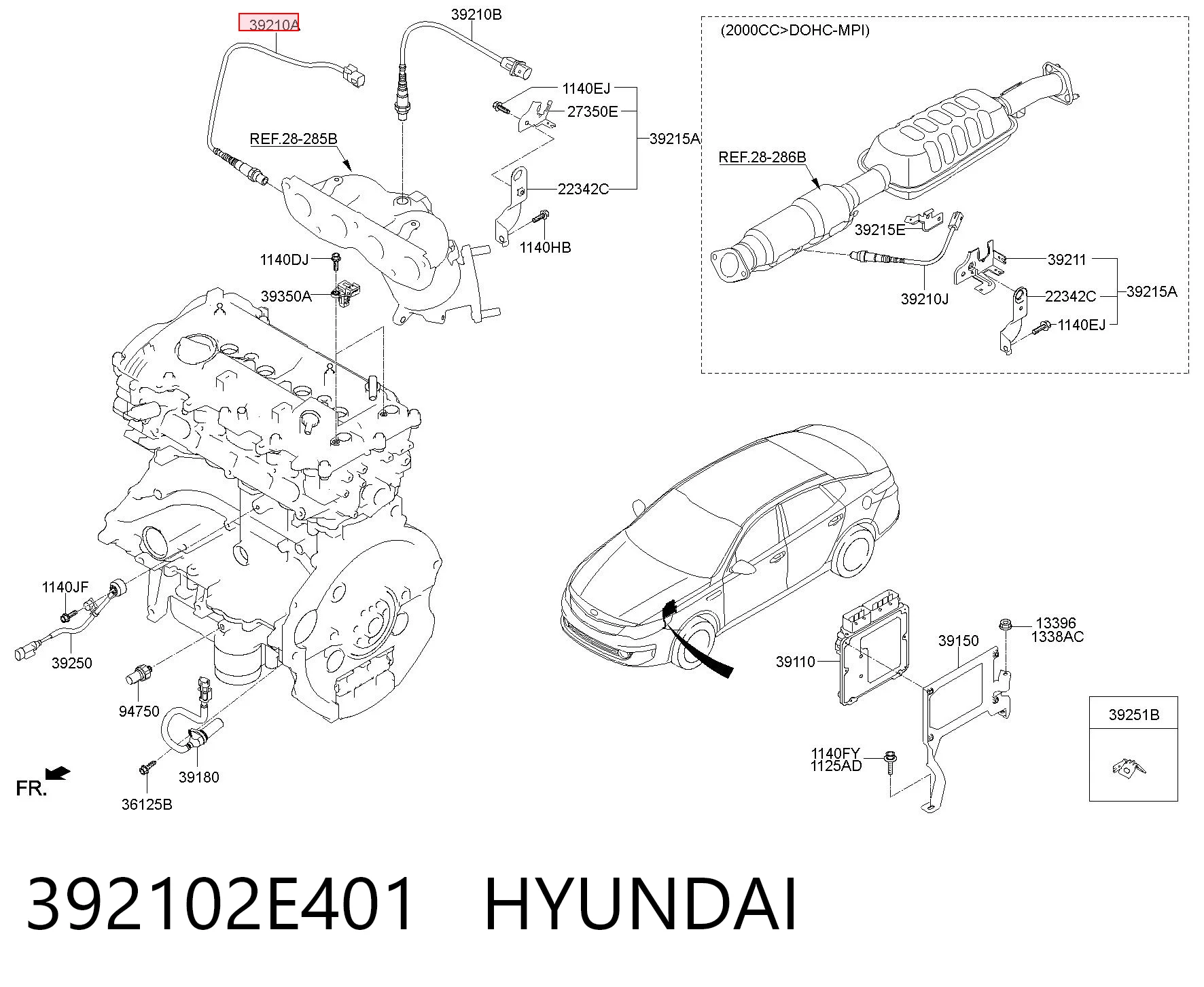 392102E401 Hyundai/Kia Лямбда-зонд, датчик кислорода до катализатора