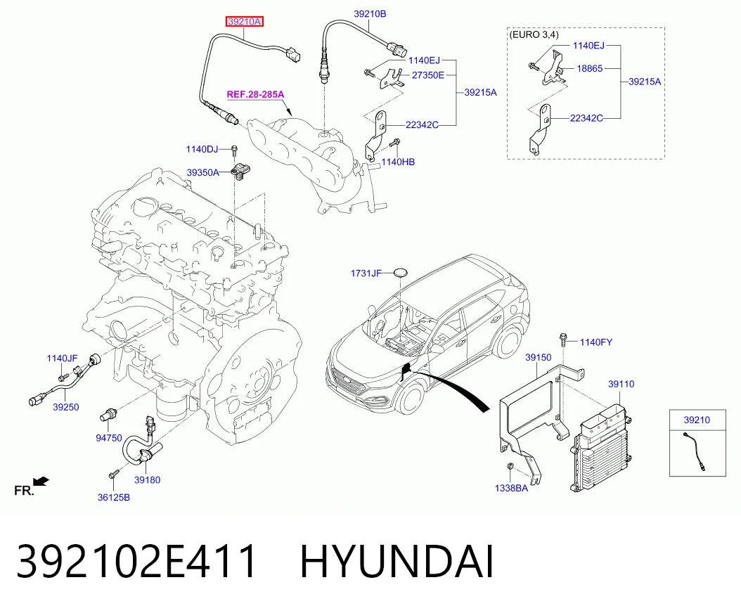 392102E411 Hyundai/Kia Лямбда-зонд, датчик обедненной смеси