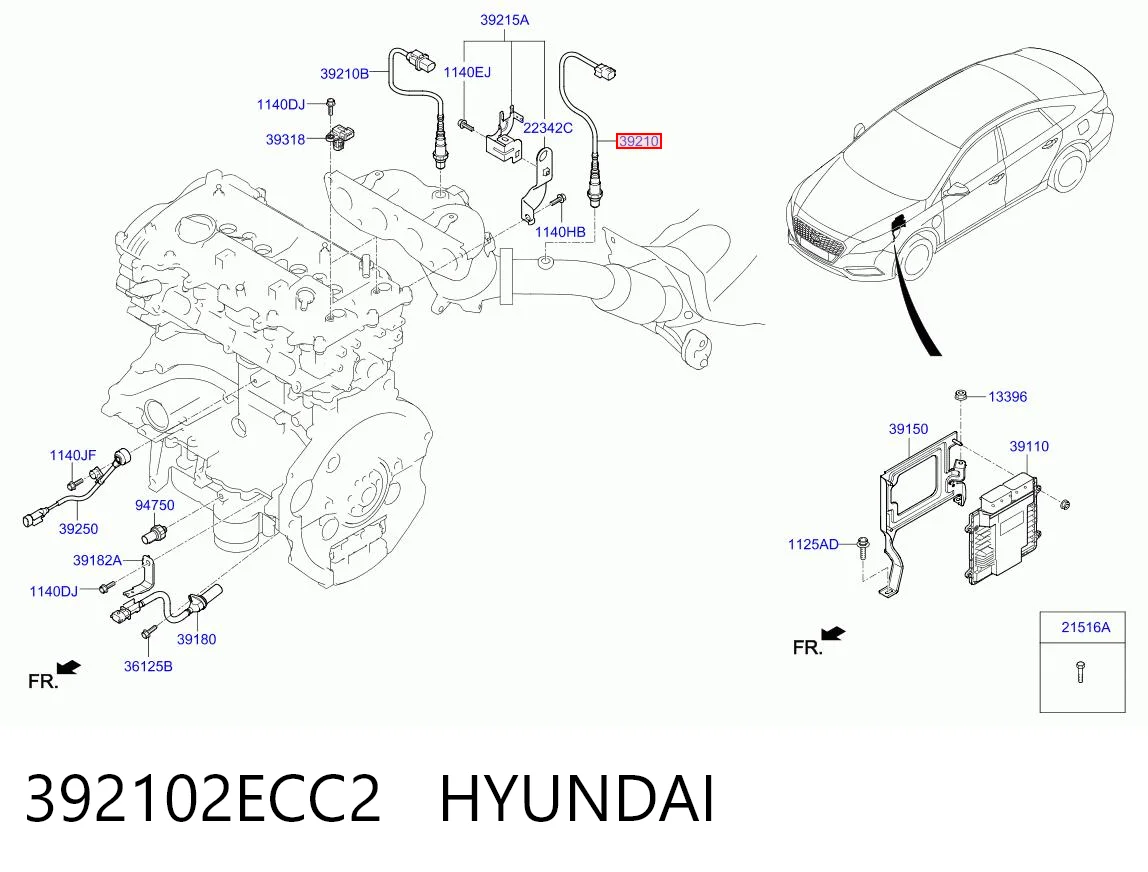 392102ECC2 Hyundai/Kia Датчик кислорода после катализатора
