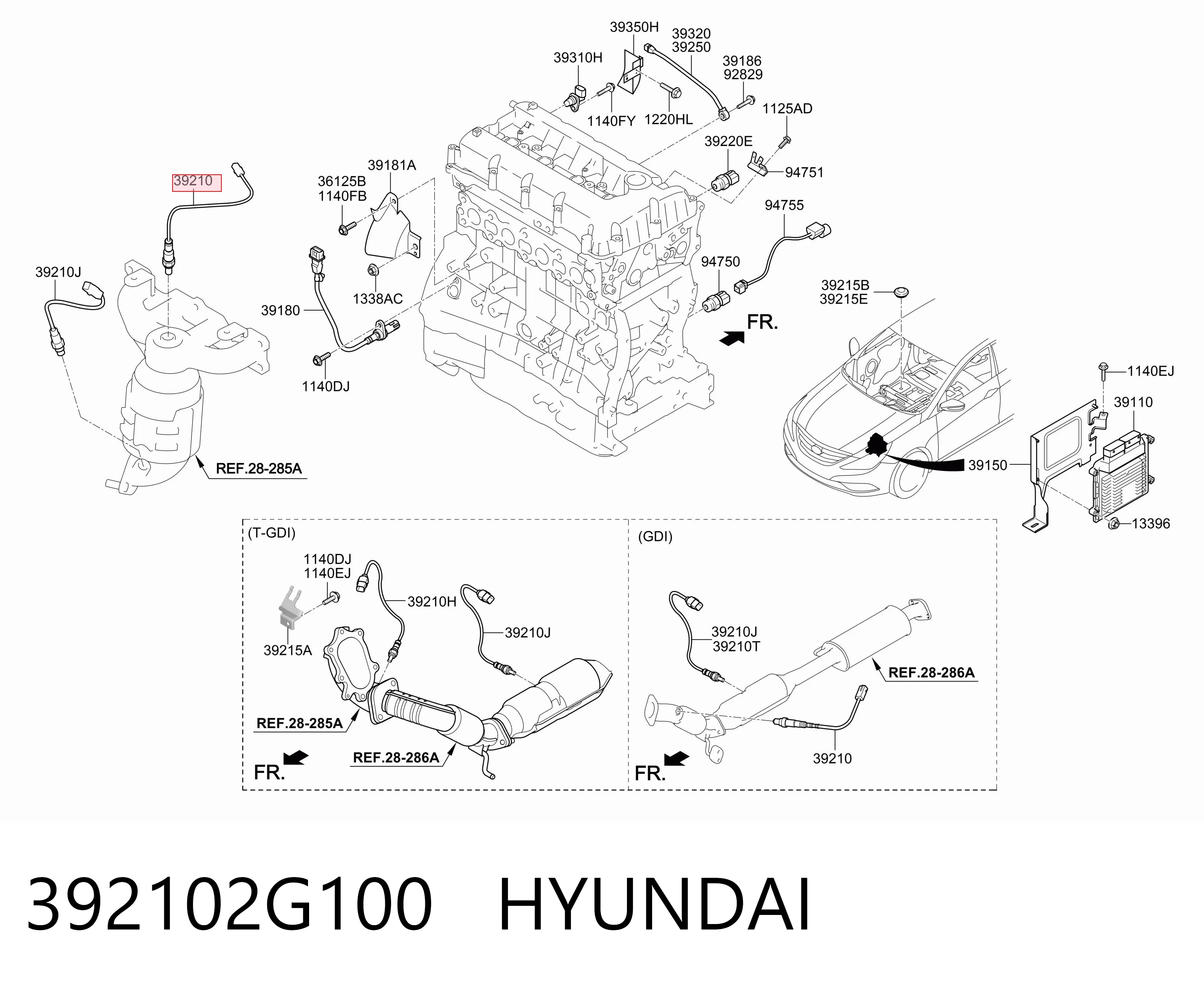 392102G100 Hyundai/Kia Лямбда-зонд, датчик кислорода до катализатора