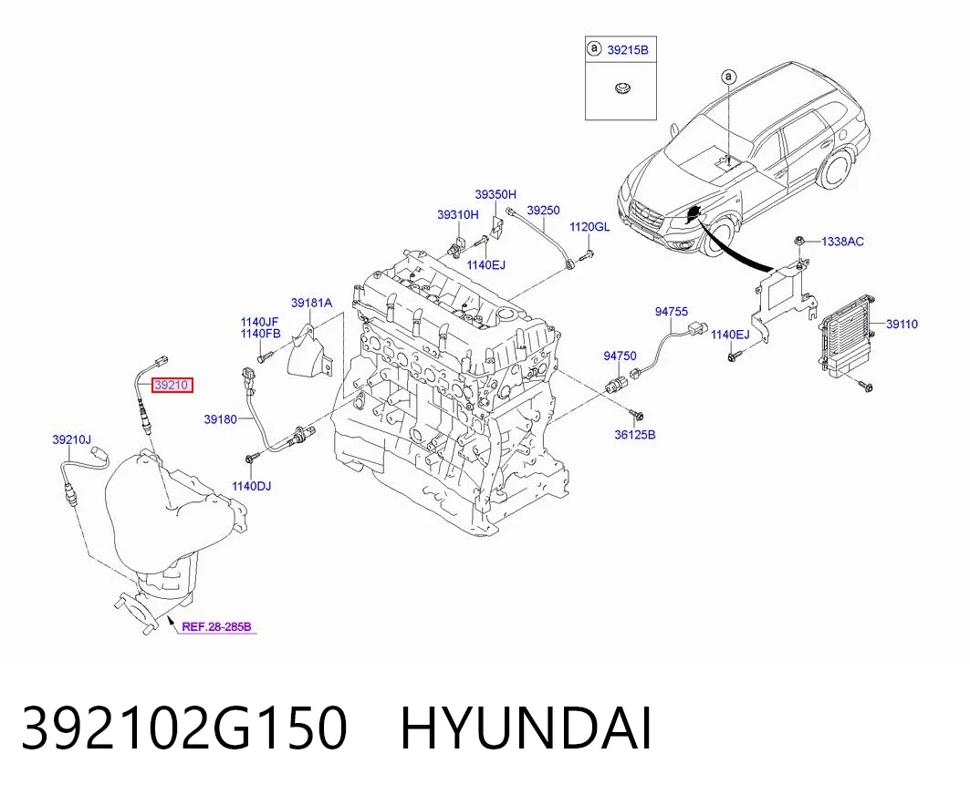 392102G150 Hyundai/Kia Лямбда-зонд, датчик кислорода до катализатора