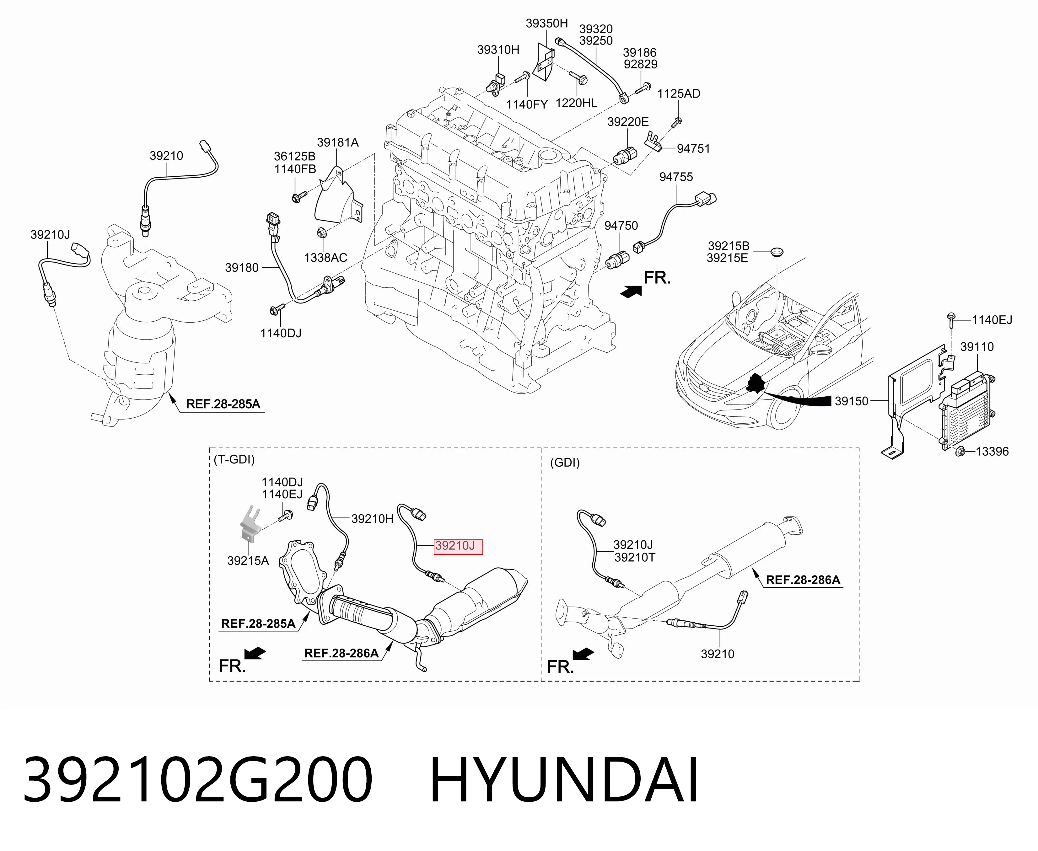 392102G200 Hyundai/Kia Датчик кислорода после катализатора