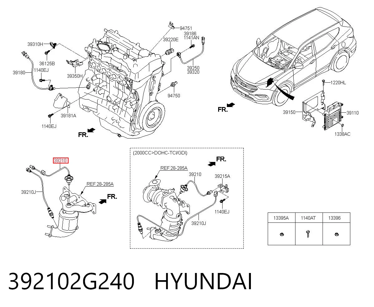 392102G240 Hyundai/Kia Лямбда-зонд, датчик кислорода до катализатора