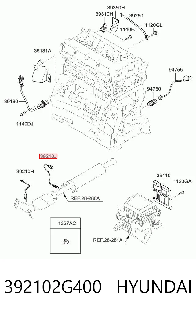 392102G400 Hyundai/Kia Датчик кислорода после катализатора