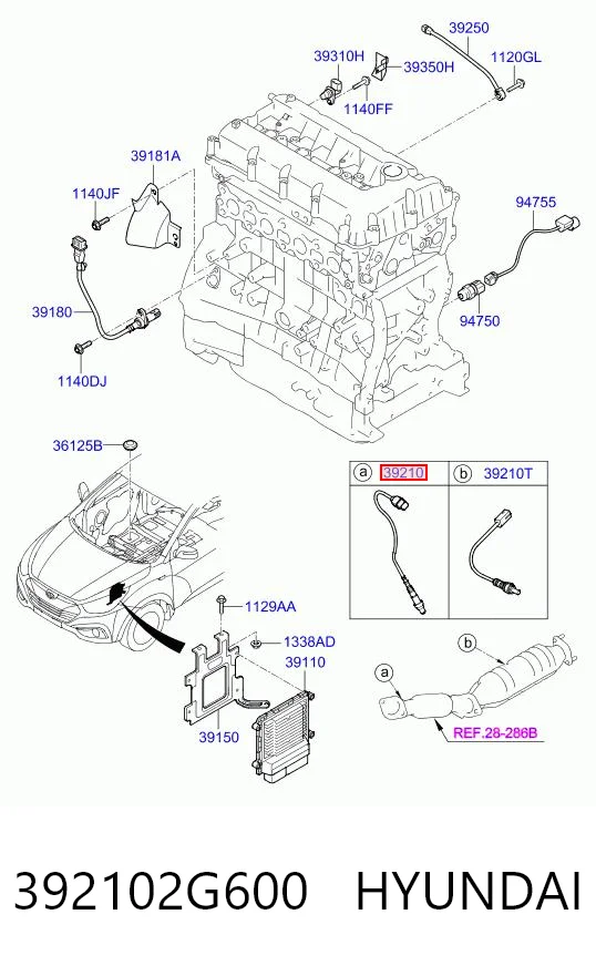 392102G600 Hyundai/Kia Лямбда-зонд, датчик кислорода до катализатора