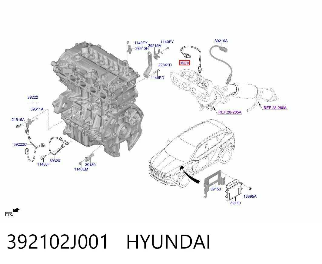 392102J001 Hyundai/Kia Лямбда-зонд, датчик кислорода до катализатора