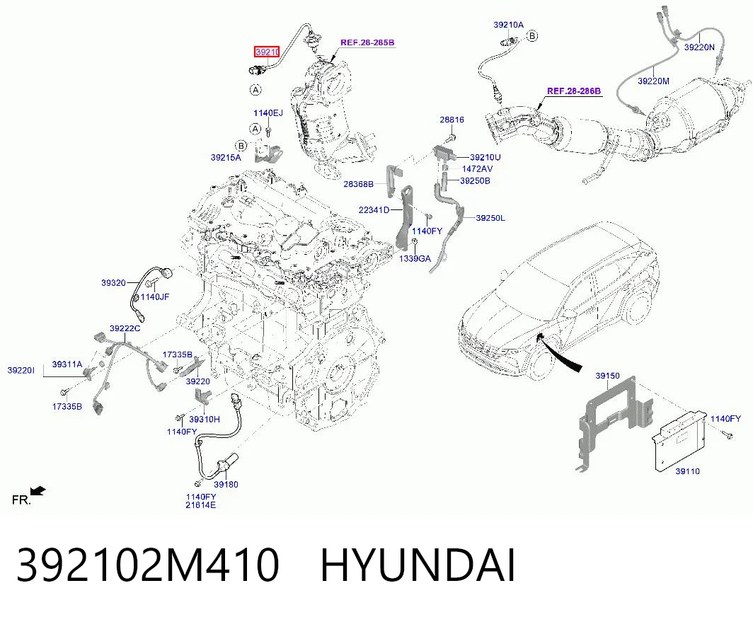 392102M410 Hyundai/Kia Лямбда-зонд, датчик кислорода до катализатора