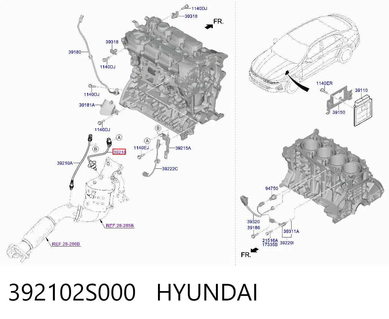 392102S000 Hyundai/Kia Лямбда-зонд, датчик кислорода до катализатора