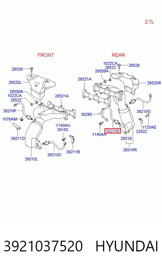 3921037520 Hyundai/Kia Лямбда зонд после катализатора, правый