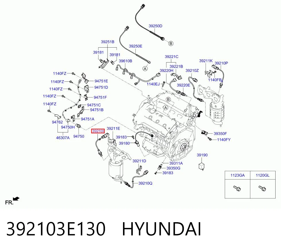 392103E130 Hyundai/Kia Лямбдазонд, датчик кислорода до катализатора, левый