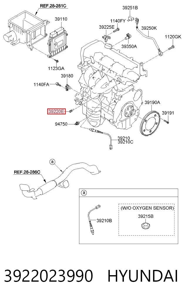 3922023990 Hyundai/Kia Датчик температуры масла двигателя