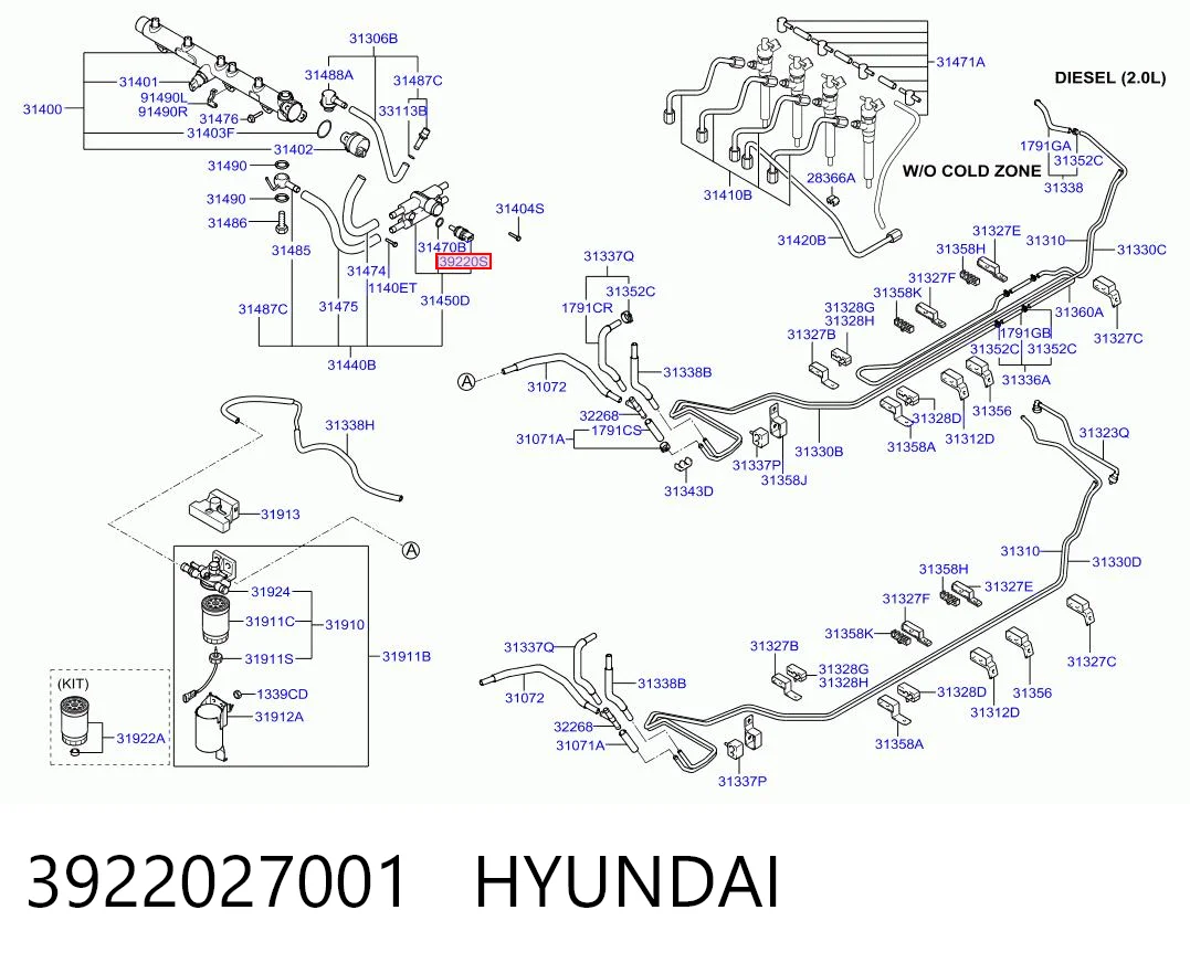 3922027001 Hyundai/Kia Датчик температуры топлива