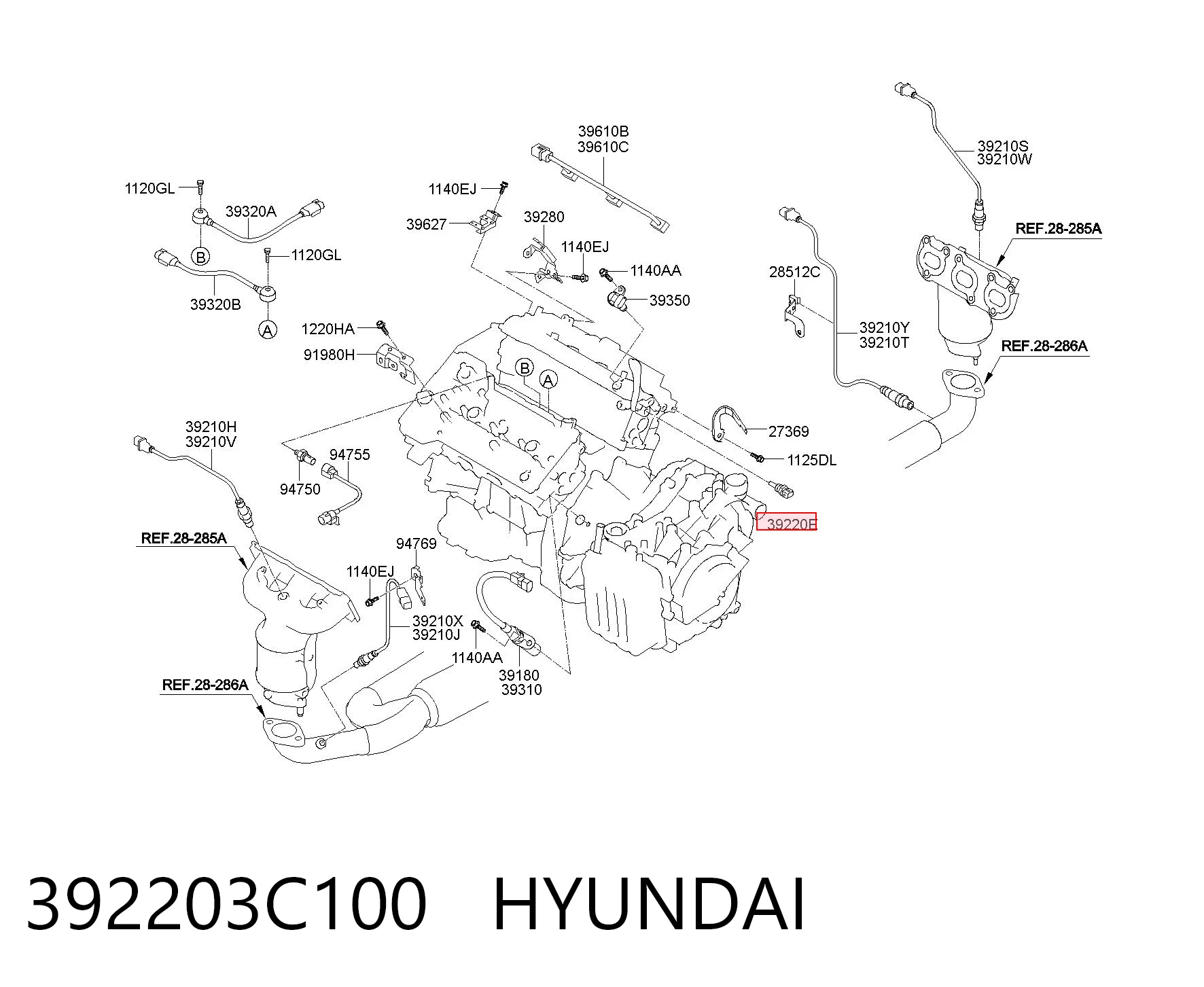 392203C100 Hyundai/Kia Термодатчик масла двигателя