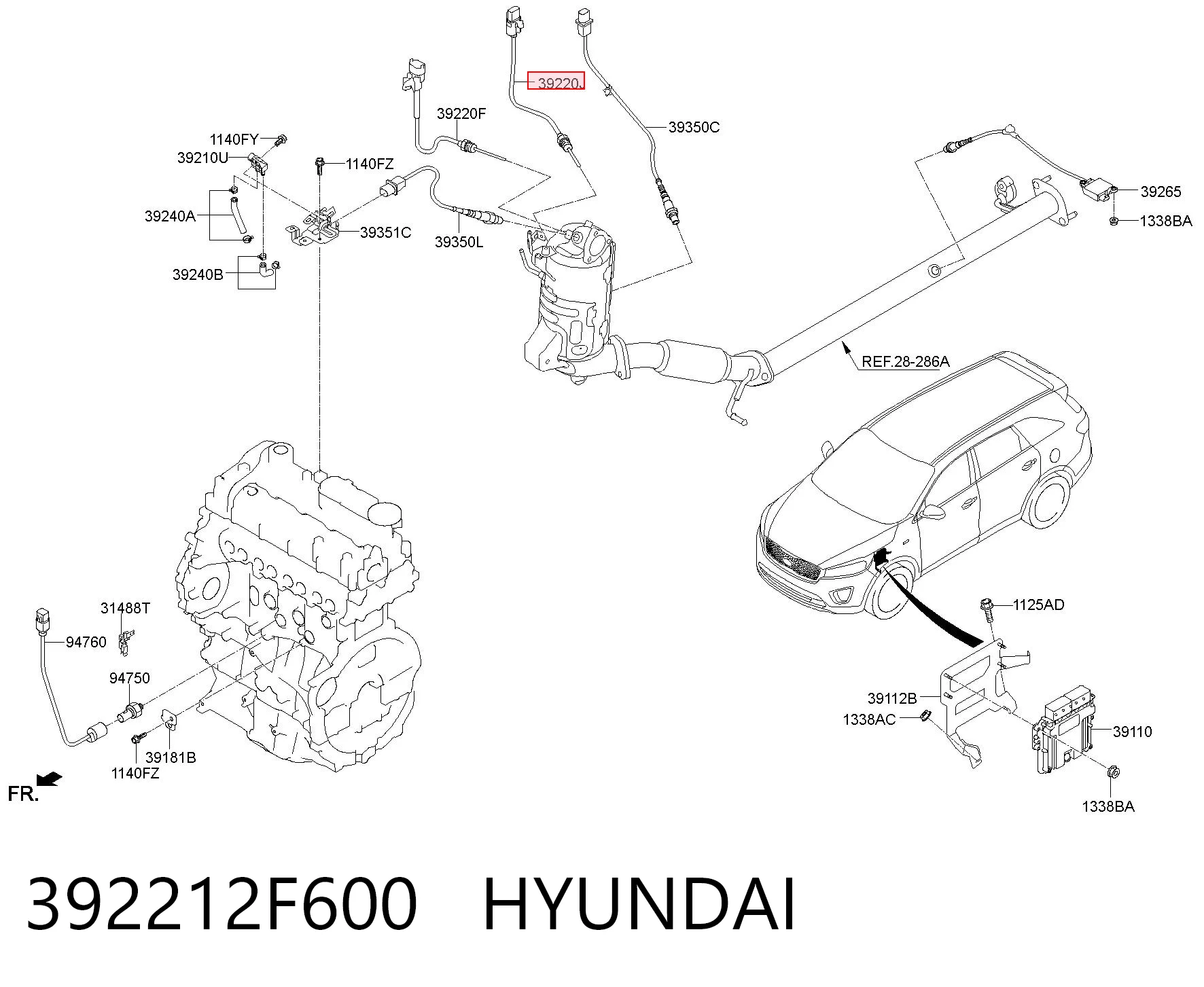 392212F600 Hyundai/Kia Датчик температуры отработавших газов (ОГ), сажевого фильтра