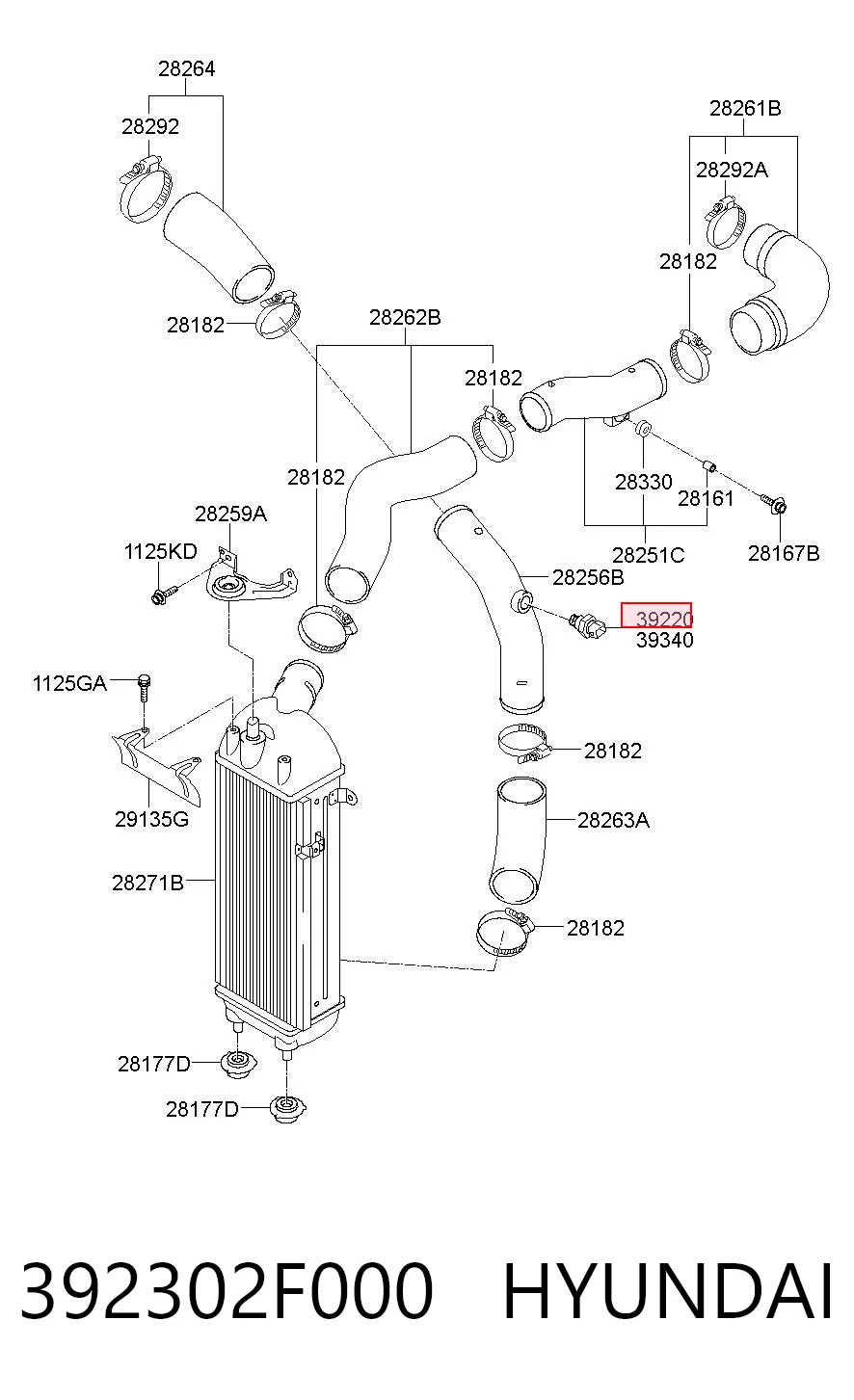 392302F000 Hyundai/Kia Датчик температуры воздуха на входе
