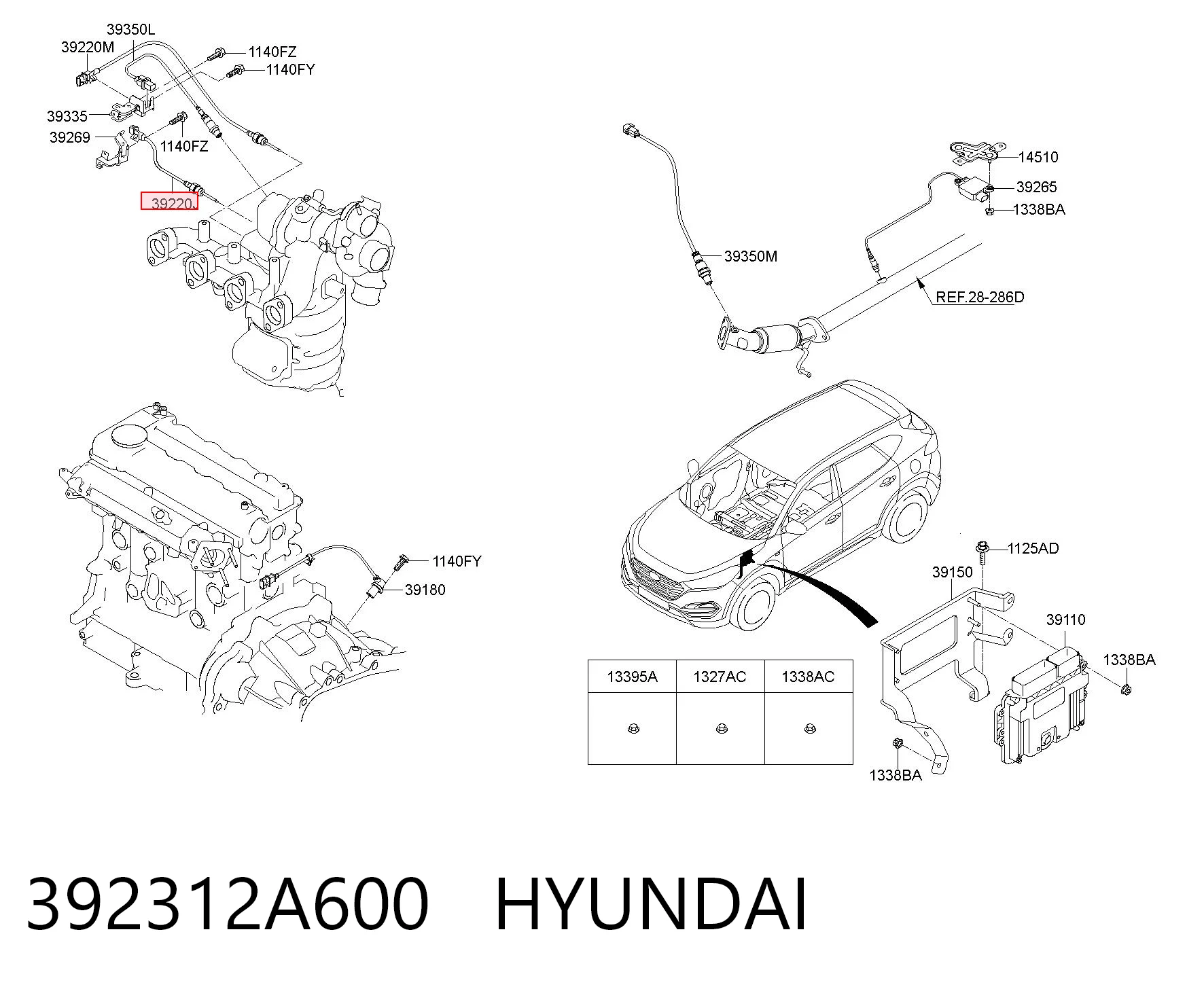 392312A600 Hyundai/Kia Датчик температуры отработавших газов (ОГ), перед турбиной