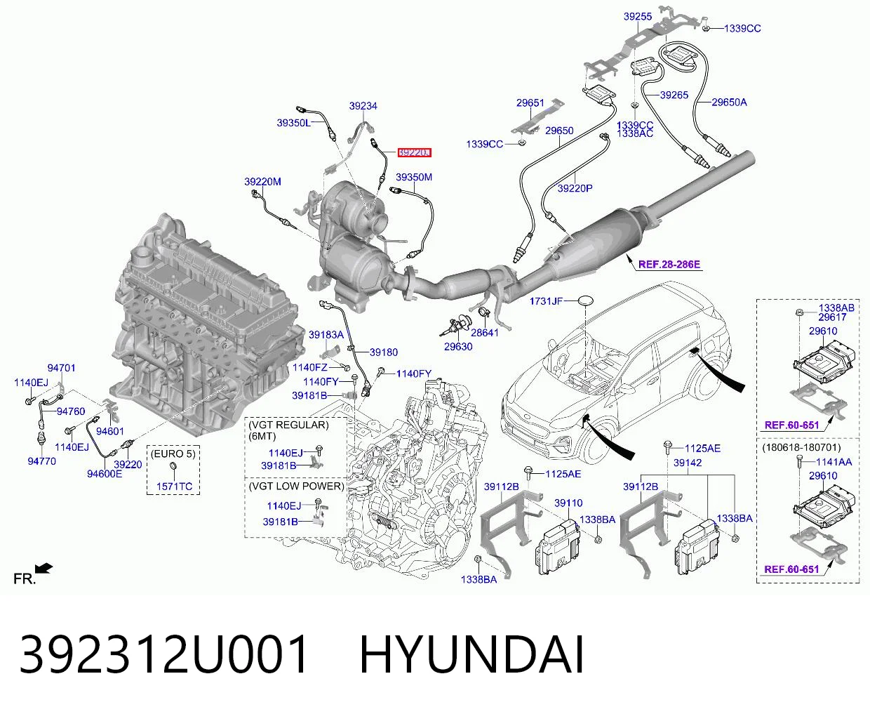 392312U001 Hyundai/Kia Датчик температуры в катализаторе